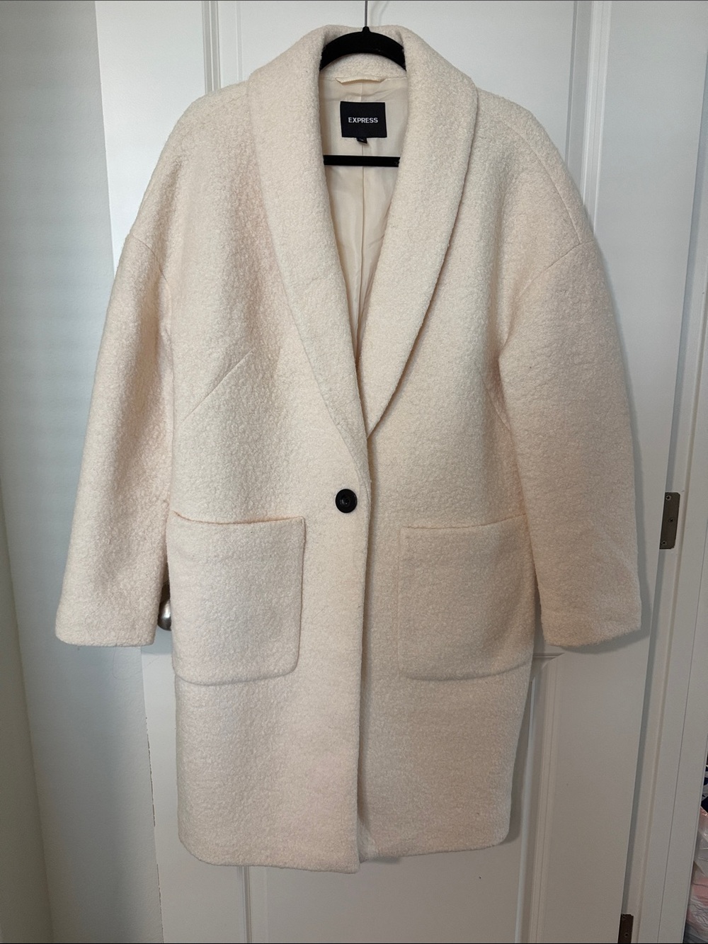 Express Cream Shawl Collar Pea Coat